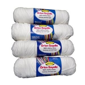 Vintage Leewards Sayelle Yarn (4) Skeins White 4 oz Each